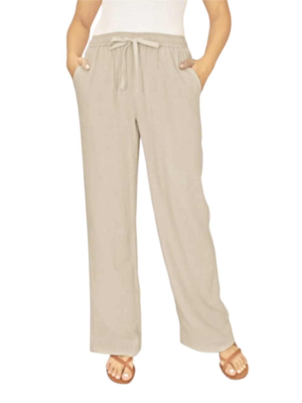 Briggs Womens Linen Blend Wide Leg Pants Large